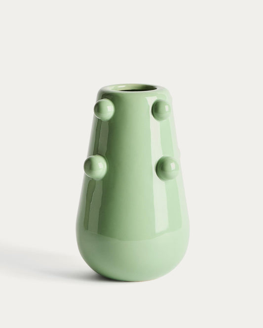 Vase Odra en céramique vert clair avec finition brillante 25,5 cm 