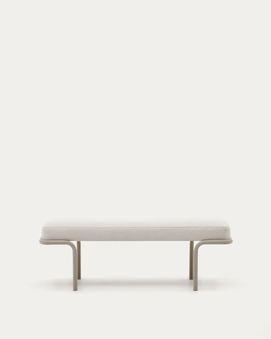 Banc Compo de xenilla beix i estructura de metall gris 130 cm