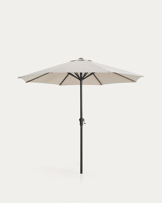 Para-sol amb pal central Milna beix amb estructura d’acer grafit Ø300 cm