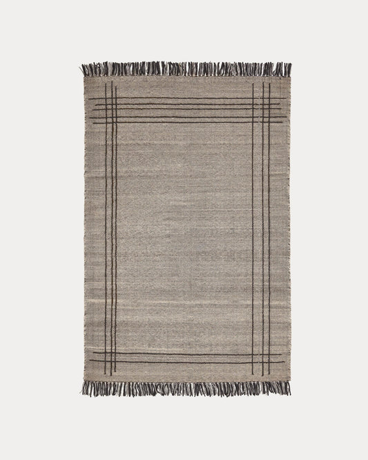 Tapis Eneo à franges beige et marron 160 x 230 cm