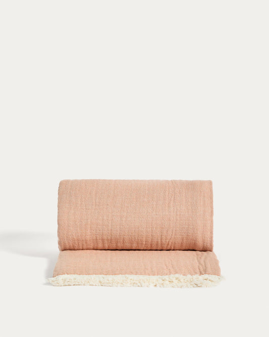 Manta Nafine 100% cotó gasa amb serrells bicolors 130x170 cm