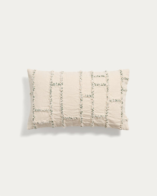 Funda de coixí Verion amb detall geomètric brodat verd 30 x 50 cm