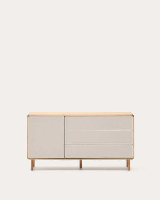 Aparador Anielle 1 porta i 3 calaixos de fusta massissa i xapa de freixe 150 x 78 cm
