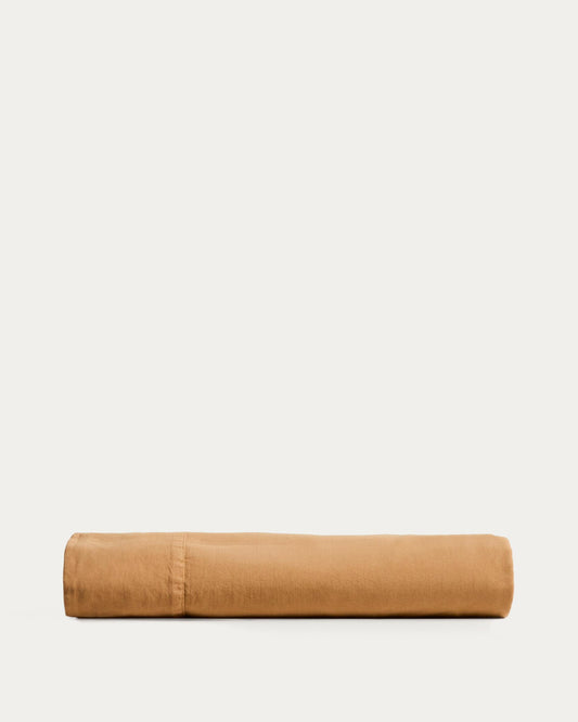 Llençol de sobre Sirale 100% cotó setí amb acabat rentat color coure per a llit de 90 cm