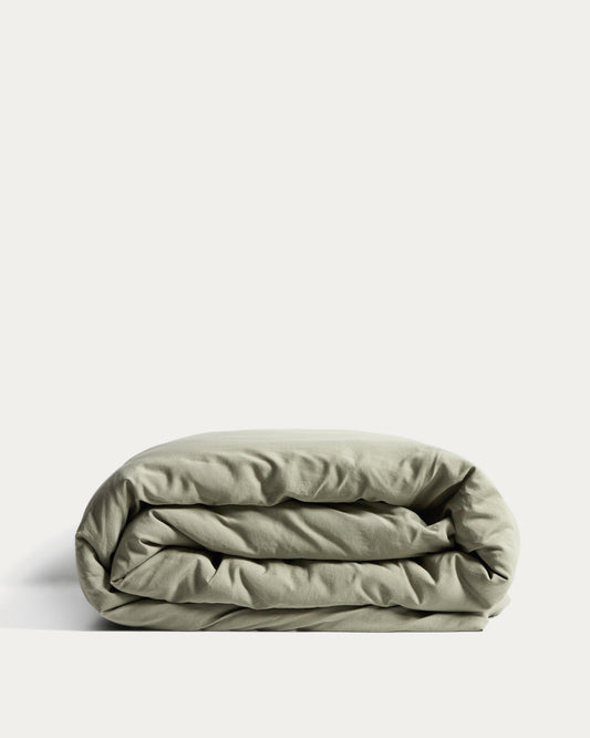 Funda nòrdica Sirale 100% cotó setí acabat rentat verd per a llit de 180 cm