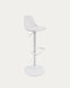 Tamboret Orlando - T de poliuretà blanc i acer blanc mat 60-82 cm