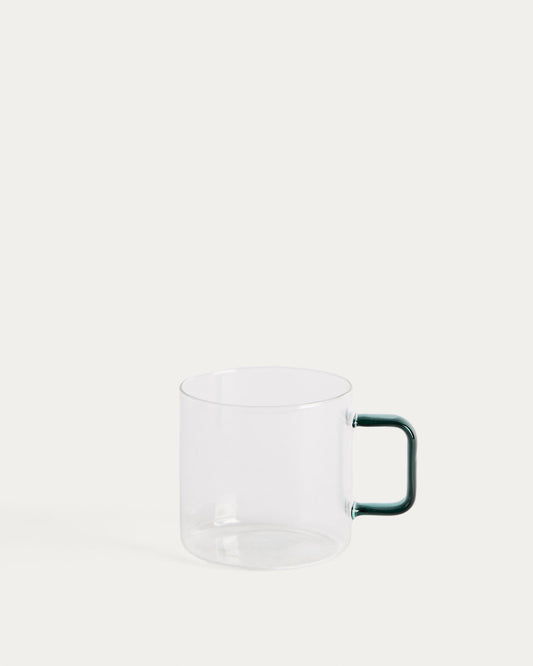 Taza Micla de vidrio asa verde