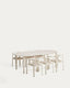 Set Erice de 6 cadires apilables d’alumini i corda i taula d’alumini i vidre temperat cru 230 x 100 cm