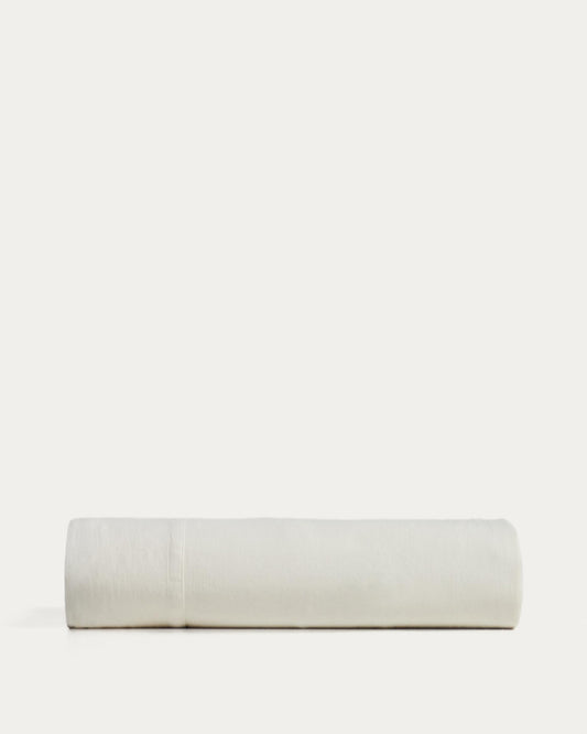 Llençol de sobre Sirale 100% cotó setí acabat rentat blanc per a llit de 150/160 cm