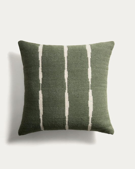 Funda de coixí de terra Daila amb gràfic ikat 100% PET verd 70 x 70 cm