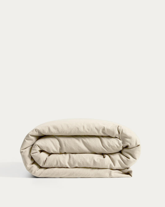 Funda nórdica Simmel de mezcla de lino crudo para cama de 90 cm