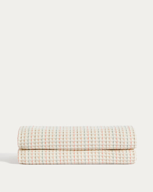 Cobrellit Wufy 100% cotó waffle ratlla multicolor per a bressol evolutiu