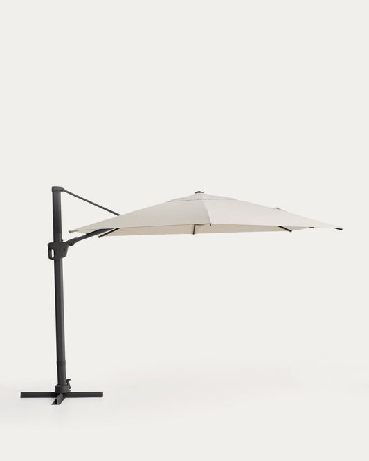 Para-sol excèntric Noli beix amb estructura d’alumini grafit 300 x 420 cm