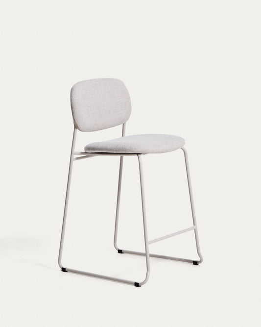 Tamboret apilable Meli de xenilla beix i potes de metall beix FSC Mix Credit 65 cm