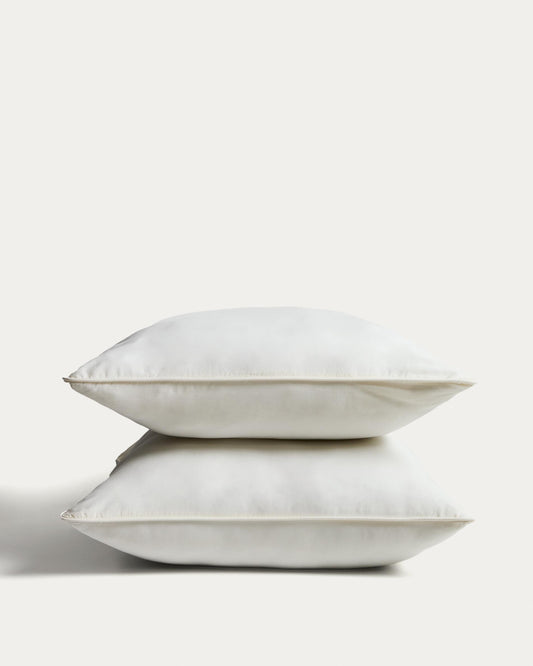 Set Sirale de 2 fundes de coixí 100% cotó setí acabat rentat blanc 65 x 65 cm