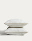Set Sirale de 2 fundes de coixí 100% cotó setí acabat rentat blanc 65 x 65 cm