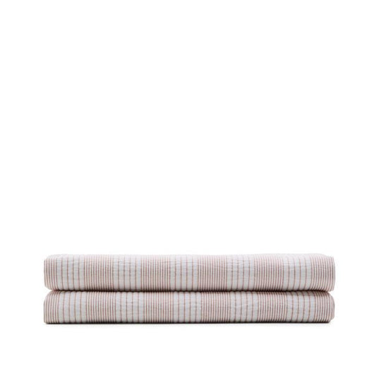 Couvre-lit Macie 100 % coton à rayures rouges et beiges pour lit de 150/160 cm