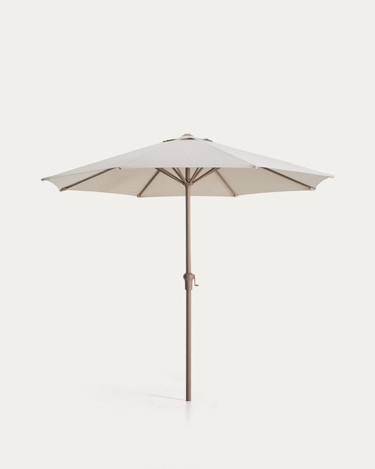 Parasol con mástil central Milna beige con estructura de acero topo Ø300 cm
