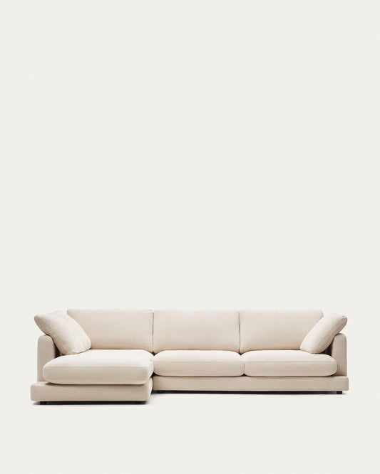 Sofà Gala 4 places de xenilla chaise longue esquerre beix FSC Mix Credit 300 cm