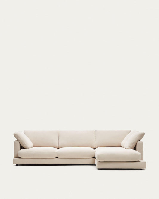 Sofà Gala 4 places de xenilla chaise longue dret beix FSC Mix Credit 300 cm