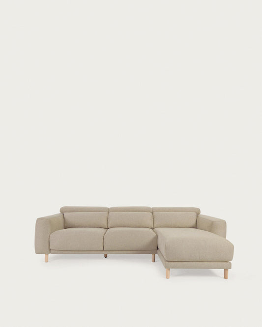Sofà Singa 3 places chaise longue dret capçal reclinable i seient extensible beix 296 cm FSC Mix Credit