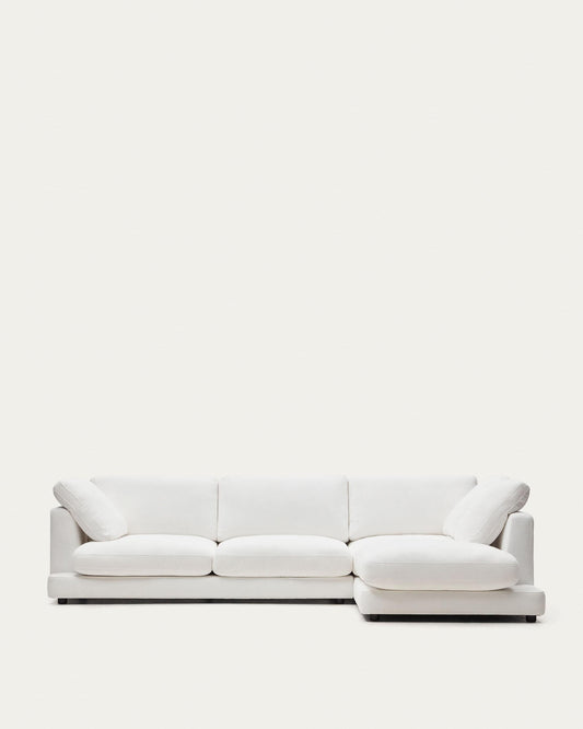 Sofà Gala 4 places de xenilla amb chaise longue dret blanc FSC Mix Credit 300 cm