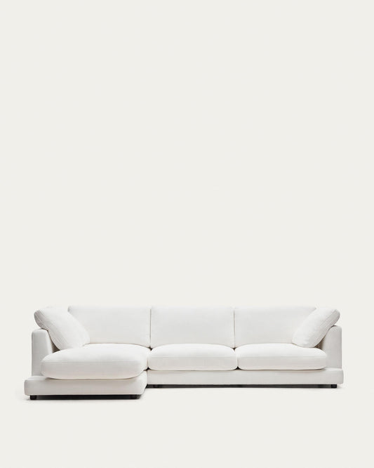 Sofà Gala 4 places de xenilla amb chaise longue esquerre blanc FSC Mix Credit 300 cm