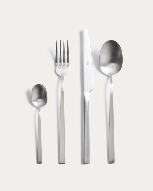 Set Dilora de 16 cubiertos de acero inoxidable con acabado mate