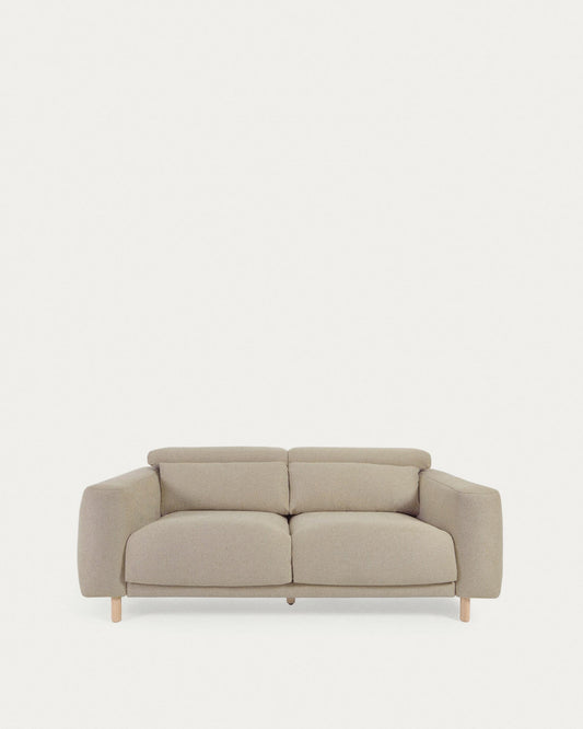 Sofà Singa 3 places amb capçal reclinable i seient extensible beix 215 cm FSC Mix Credit