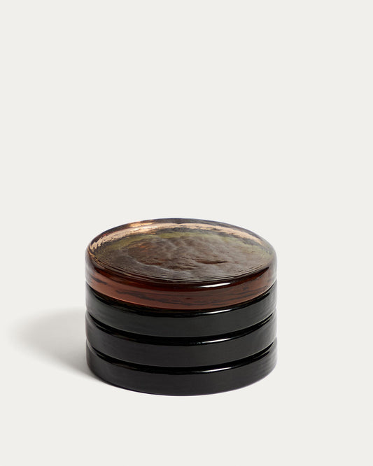 Ensemble Obila de 4 sous-verres en verre recyclé multicolore