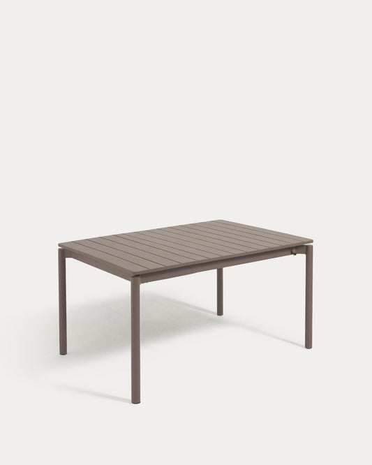 Taula extensible d'exterior Zaltana d'alumini amb acabat marró mat 140 (200) x 90 cm