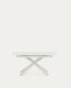Taula extensible Atminda vidre temperat i potes d'acer acabat blanc 160 (210) x 90 cm