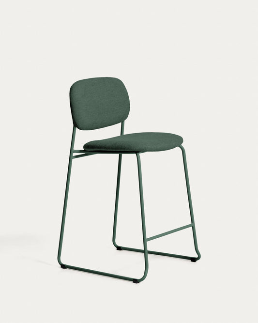 Tamboret apilable Meli de xenilla verda i potes de metall verd FSC Mix Credit 65 cm