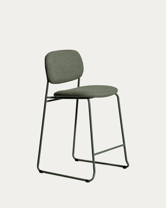 Taburete apilable Meli de chenilla verde y patas de metal verde FSC Mix Credit 65 cm