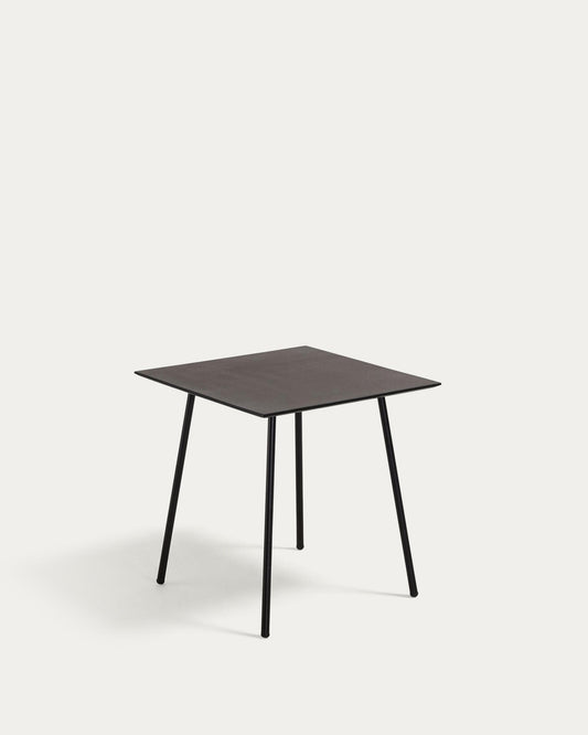 Mesa Mathis fibra de cemento con patas de acero acabado negro 75 x 75 cm