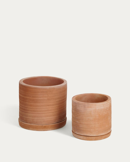 Conjunt Karlina de 2 testos amb plat de terracota Ø 33 cm / Ø 24 cm