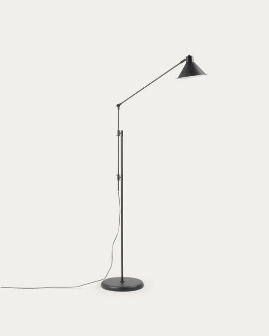 Llum de peu Dione d'acer amb acabat pintat negre