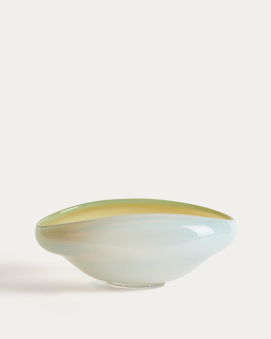 Centre de taula Nodilla de vidre blanc 30 x 21 cm