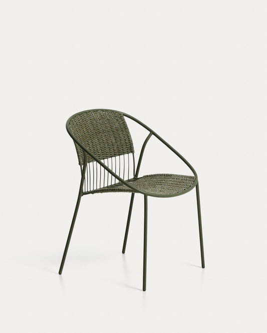 Silla apilable de exterior Atrani de acero galvanizado y cuerda verde