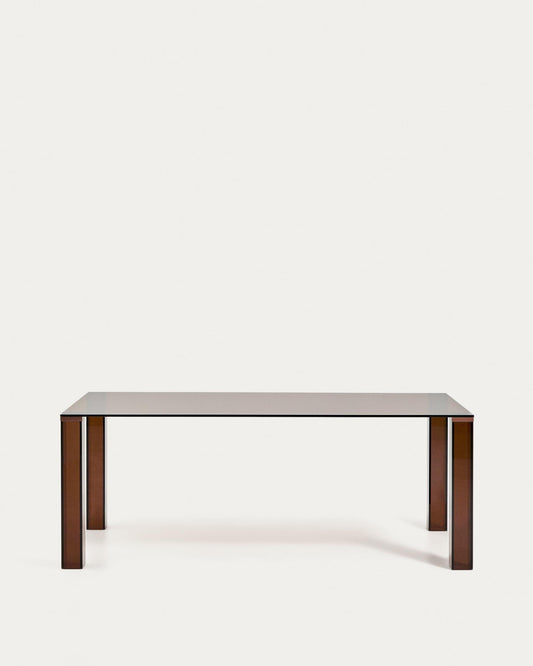 Taula Adularia de vidre trempat marró 200x100 cm