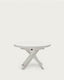 Taula extensible rodona Vashti de vidre, MDF potes d'acer acabat blanc Ø120(160)x120cm