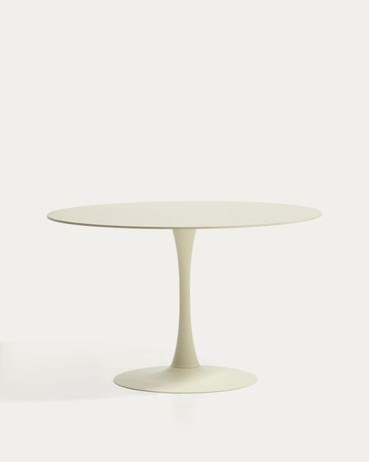 Mesa redonda Vedira de cerámica crudo y acero beige Ø120 cm