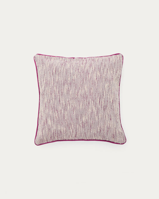 Funda de coixí Brisella de jacquard amb viu en contrast rosa 45x45 cm