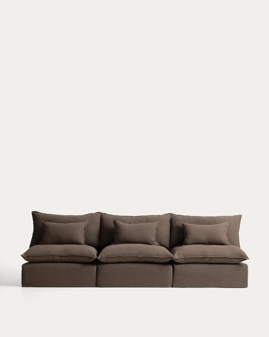 Sofà modular desenfundable Anarela 5 places de lli taupe 330 cm FSC Mix Credit
