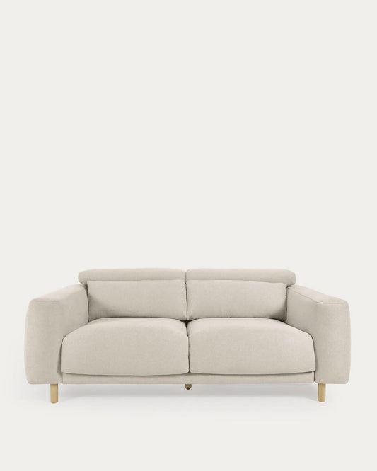 Sofà Singa 3 places amb capçal reclinable i seient extensible blanc 215 cm