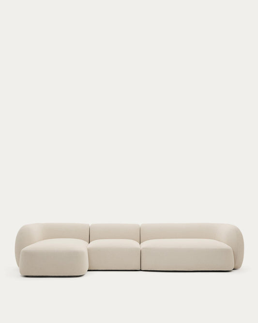 Sofà modular Martina 4 places de xenilla amb chaise longue esquerre color cru 377 cm