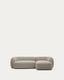 Canapé modulable Martina 3 places en chenille avec méridienne droite couleur pierre 287 cm