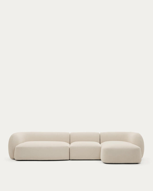 Sofà modular Martina 4 places de xenilla amb chaise longue dret color cru 377 cm