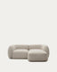 Canapé modulable Martina 2 places en chenille avec méridienne droite couleur pierre 230 cm