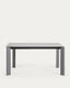 Taula extensible Axis de vidre gris i potes d'acer acabat gris fosc 160 (220) cm